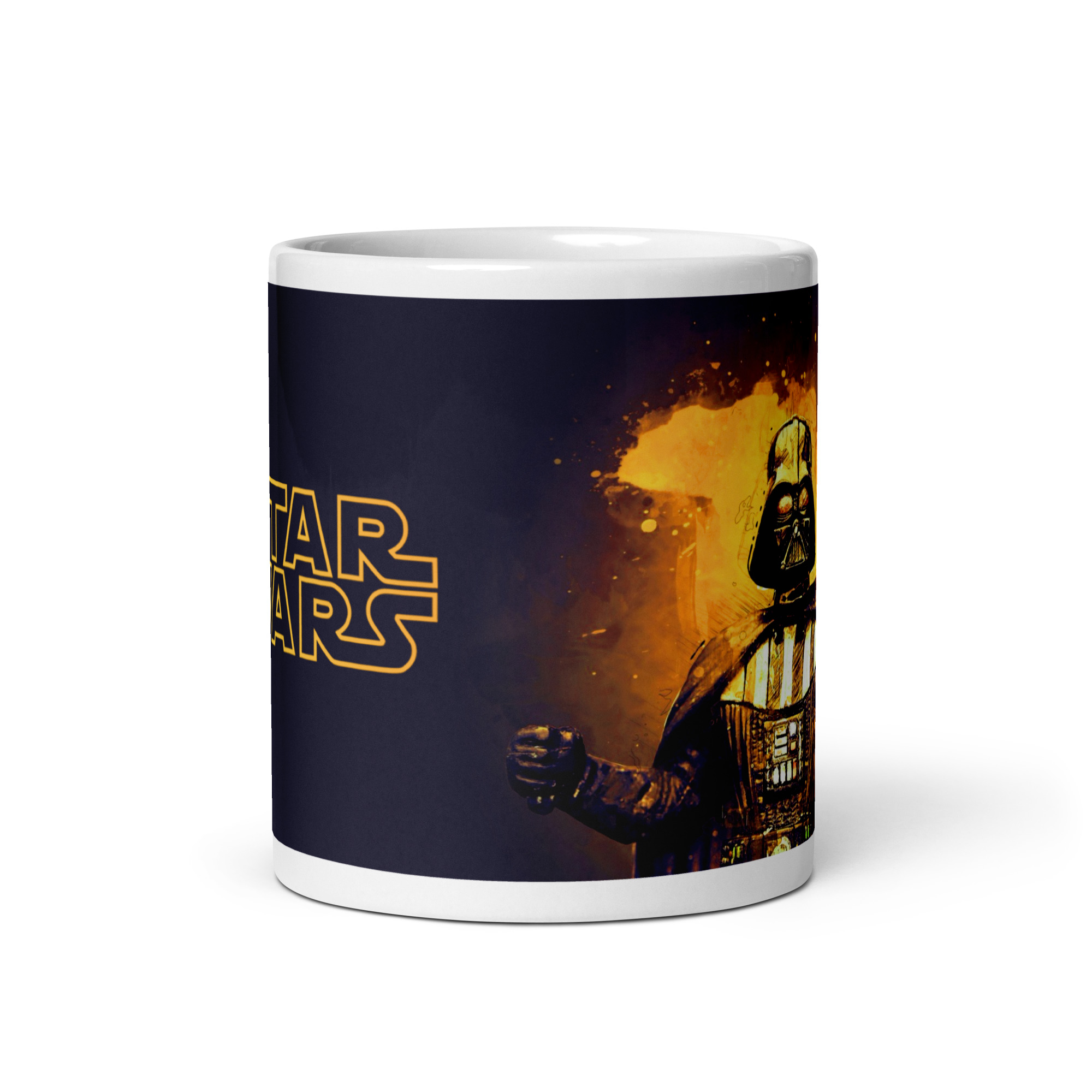 Taza Darth Vader en Llamas — “Café ardiente del Imperio”