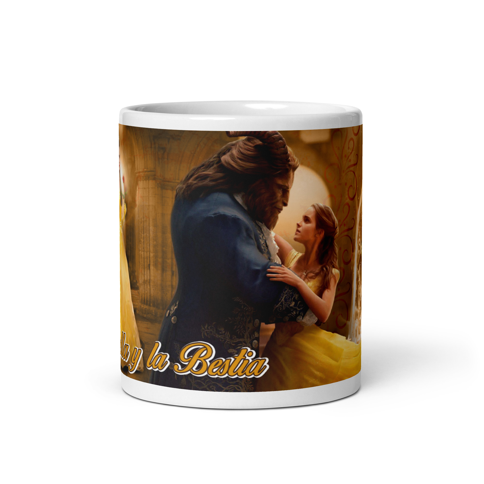 Taza Bella y Bestia Danza Dorada — “Un amor que brilla con luz propia”