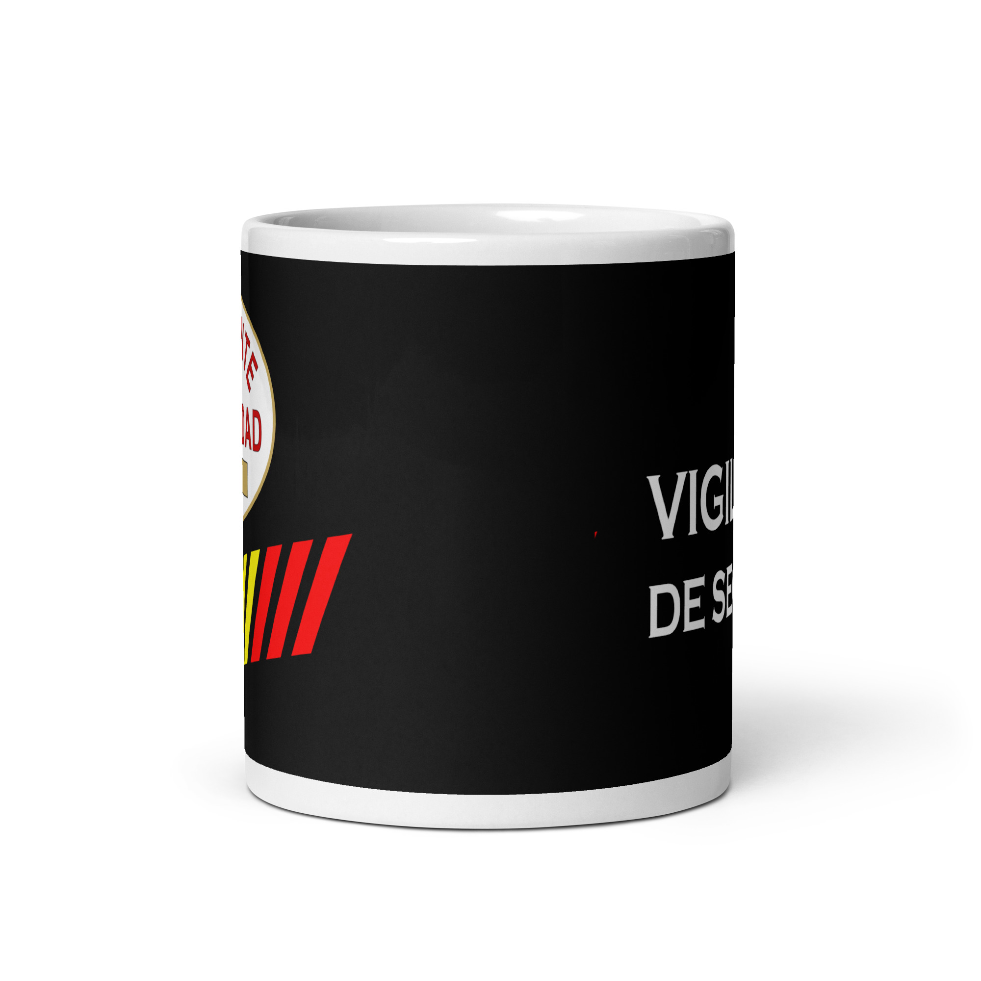 Taza Vigilante de Seguridad con Bandera de España – Placa Profesional - Imagen 3