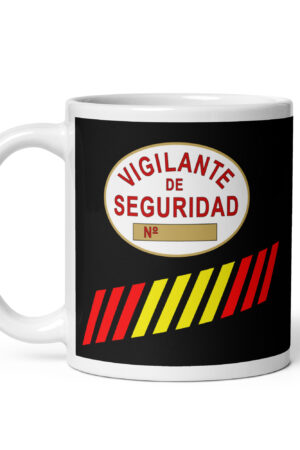 Taza Vigilante de Seguridad con Bandera de España – Placa Profesional