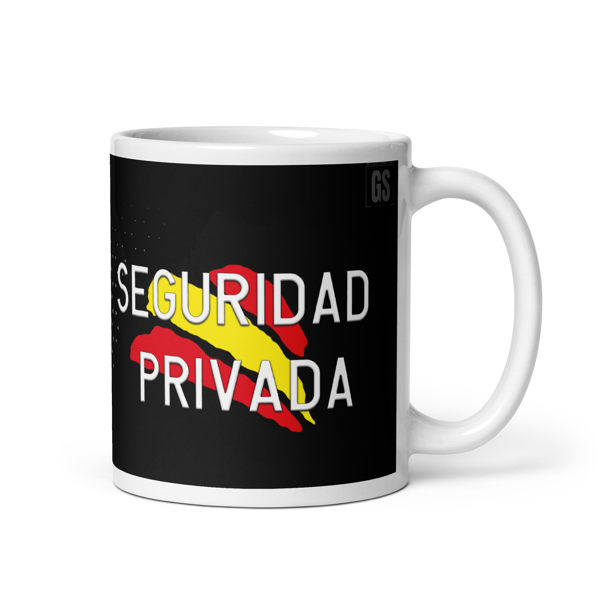Taza Vigilante de Seguridad “Seguridad Privada” – Diseño Placa Oficial con Fondo Rombos - Imagen 2