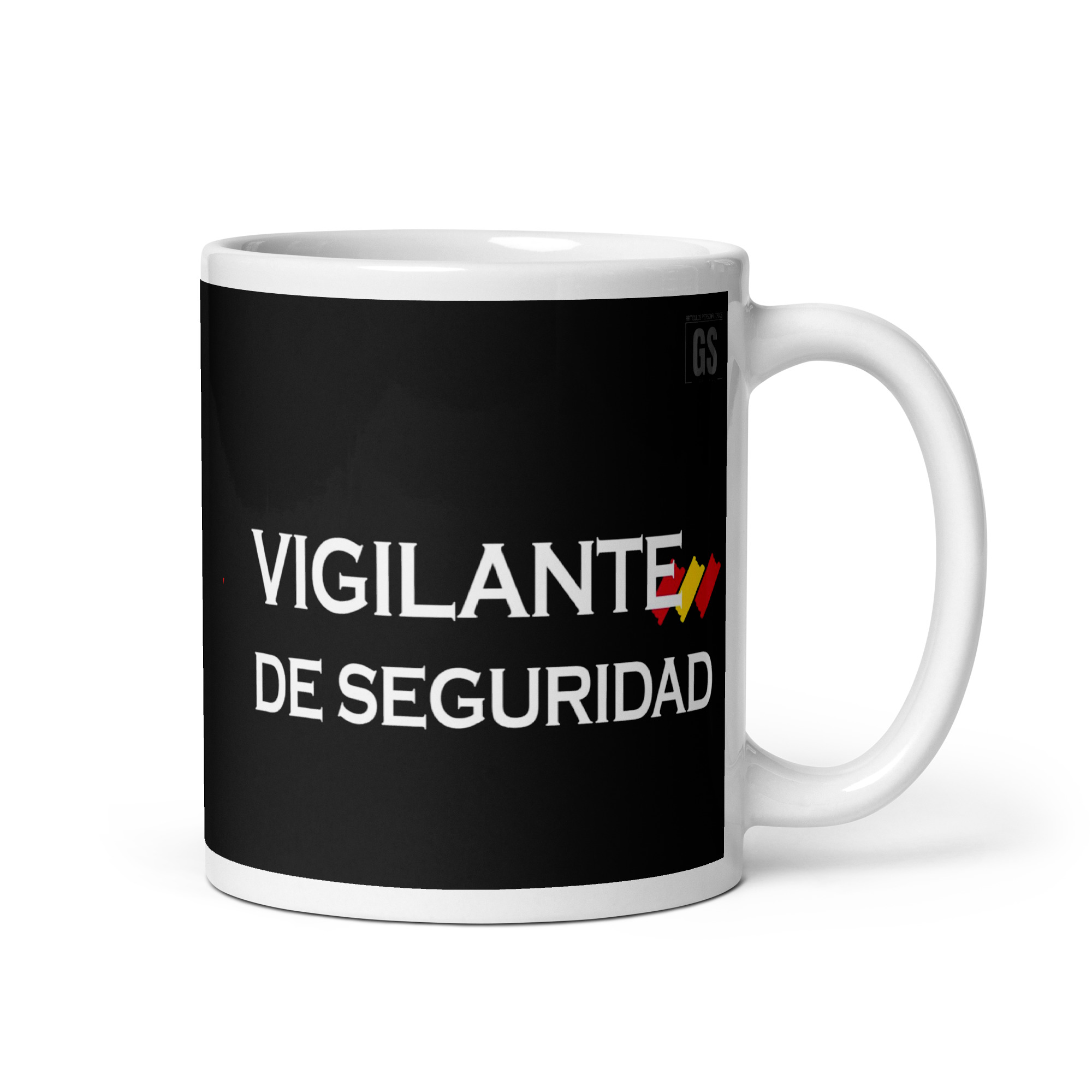 Taza Vigilante de Seguridad con Bandera de España – Placa Profesional - Imagen 2