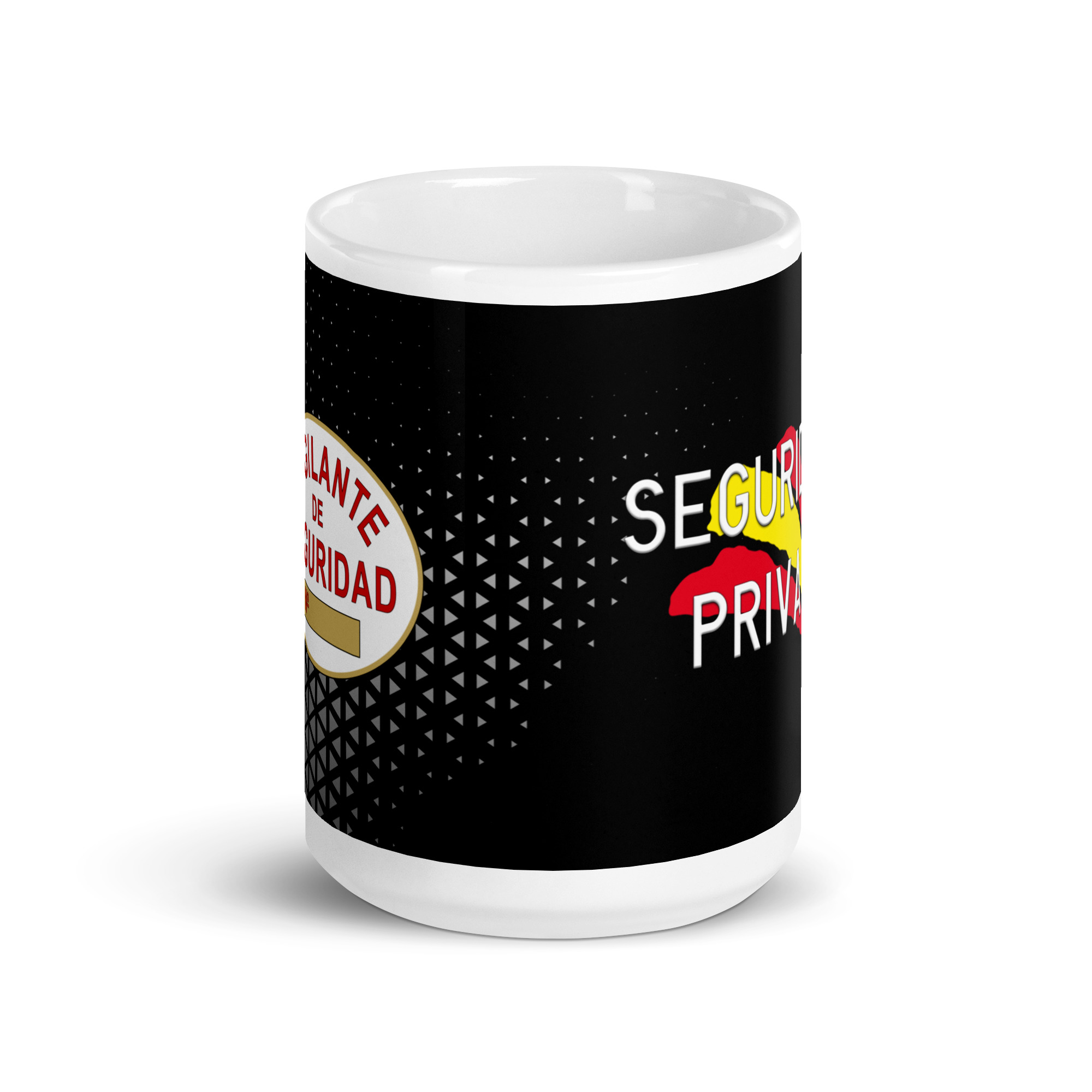 Taza Vigilante de Seguridad “Seguridad Privada” – Diseño Placa Oficial con Fondo Rombos - Imagen 6