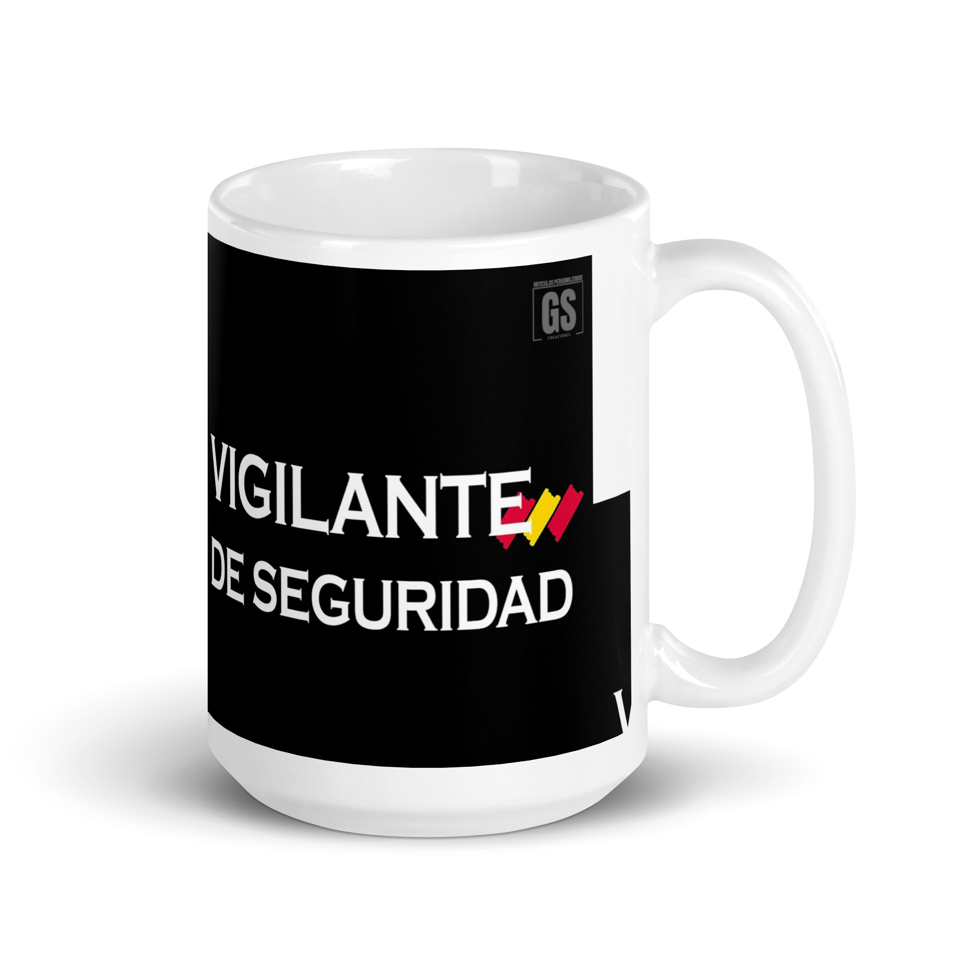 Taza Vigilante de Seguridad con Bandera de España – Placa Profesional - Imagen 4